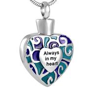 GGYTMQL Cenere Collana in Acciaio Inossidabile Cenere commemorativo Il Ciondolo sarà Sempre nel Mio Cuore a commemorare i Gioielli di cremazione delle Ceneri