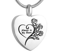 GGYTMQL Cenere Collana in Acciaio Inossidabile Cenere commemorativo Il Ciondolo sarà Sempre nel Mio Cuore a commemorare i Gioielli di cremazione delle Ceneri