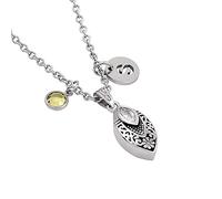 GGYTMQL Cenizas Colgante de Collar de Urna de Cremación de Recuerdo de Cenizas de Hoja, Joyería Conmemorativa, Colgante de Cenizas de Acero Inossidabile, Piedra Natal Elegibleblebleble