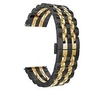 GGYTMQL Cinghia di orologio a rilascio rapido cinghia in acciaio inossidabile per cani da fibbia a farfalla da 20 mm da canitta per fibbia staccabile in metallo solido /22 mm/oro nero