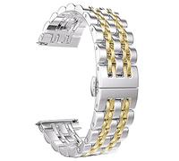 GGYTMQL Cinghia di orologio a rilascio rapido cinghia in acciaio inossidabile per cani da fibbia a farfalla da 20 mm da canitta per fibbia staccabile in metallo solido /22 mm/oro nero