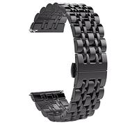 GGYTMQL Cinghia di orologio a rilascio rapido cinghia in acciaio inossidabile per cani da fibbia a farfalla da 20 mm da canitta per fibbia staccabile in metallo solido /22 mm/oro nero
