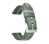 GGYTMQL Cinghia di orologio in nylon cinghia di nylon a strisce diagonali 18 20 22 24 mm cinghia di rilascio rapido a rilascio/fibbia in argento di riso verde/18 mm