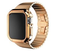 GGYTMQL Cinghia in Acciaio Inossidabile+Custodia per Orologio 7 6 SE 5 4 3 2 40mm 44 mm 38 mm 42 mm Coperchio Telaio paraurti in metallo/oro/42 mm