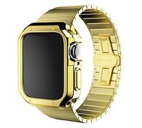 GGYTMQL Cinghia in Acciaio Inossidabile+Custodia per Orologio 7 6 SE 5 4 3 2 40mm 44 mm 38 mm 42 mm Coperchio Telaio paraurti in metallo/oro/42 mm