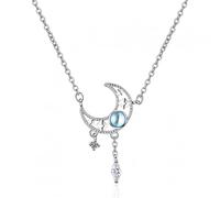 GGYTMQL Collana a Ciondolo di Stelle e Luna per Donne zircone s925 Regalo di Compleanno di Gioielli Colorati d'Argento