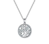 GGYTMQL Collana a Pendente Rotonda di Albero della Vita 925 Donne Girocollo collane Regalo Gioiello