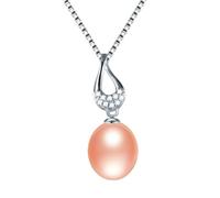 GGYTMQL Collana a Pendente zircone per Donne al 100% Collana di Perle ovali ad Acqua Dolce Naturale Prodotta in Cina