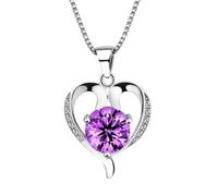 GGYTMQL Collana a Sospensione a Forma di Cuore a Forma di Cuore per Donne Gioielli 925 Pietre preziose ametyst Clavicle Chain Dono Femminile