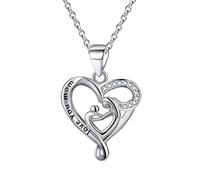 GGYTMQL Collana a Sospensione in Argento Sterling, Collana a Catena a Sospensione cardiaca Zirconia cubica Doppia Mamma e Piccola collane di Gioielli rolo per Donne