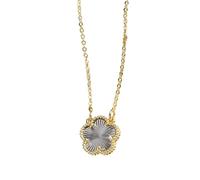 GGYTMQL Collana a Trifoglio a Quattro Foglie lucenti per Donne e Ragazze, colorato pluvia di Fiore di plumi a Trifoglio - Collana a Trifoglio a 4 Foglie, Collana Alhambra, Collana di Trifoglio