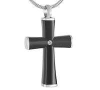 GGYTMQL Collana con medaglione intarsiato in pietra bianca, ciondolo a forma di croce, in acciaio inox, può contenere ceneri umane e animali domestici souvenir