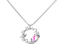 GGYTMQL Collana da donna con ciondolo a forma di pianeta, con opale e stella, in 925, per matrimonio