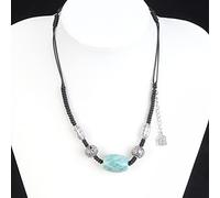 GGYTMQL Collana d'Argento S925, Collana a Catena di Pietra Tianhe in Pietra Femmina Intrecciata a Mano Pesce Piccolo Loto Famoso Collana in Stile Etnico (S925 Amazonite d'Argento)