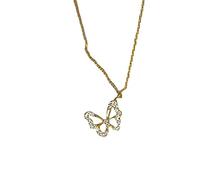 GGYTMQL Collana del Cuore di Cristallo, 925 Collana a Farfalla Cava