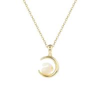 GGYTMQL Collana di Coniglio in Giada Dorata 14K, Ciondolo di Coniglio Luna, Regali di Gioielli di Capodanno Cinese Unici per Donne, Simbolo di prosperità e buona Fortuna