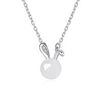 GGYTMQL Collana di Coniglio in Giada Dorata 14K, Collana a Sospensione di Coniglio moissanita, Regali di Gioielli di Capodanno Cinese per Donne