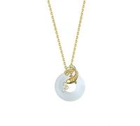 GGYTMQL Collana di Giada Dorata 14K per Donne, Collana di Giada con Fibbia di Pace, Collana di giadeite, Regalo Meraviglioso per Moglie e Madre