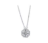 GGYTMQL Collana per Il Cuore Fortunato per Le Donne, 925 Sterling Silver a Quattro Foglie Collana a Sospensione a Trifoglio, Collana a Sospensione del Cuore Amore, Collana di Trifoglio, Collana a