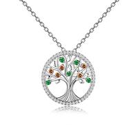 GGYTMQL Collane di Platino dell'albero della Vita Pendenti con Pietre di spinello Collana di Gioielli per Donne Regalo di Nozze realizzate in Cina