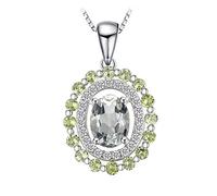 GGYTMQL Collane per Donne Peridot ametyst 925 Collana a Sospensione Argento per Donne Senza Catena Gialla Oro Oro Rosa placcata