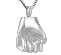 GGYTMQL Collar Conmemorativo de Cenizas Un poderoso puño de Acero Inossidabile para hambres, Recuerdo de urna Conmemorativa, Colgante, Collar de Cenizas de Cremación para Hombres