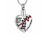 GGYTMQL Collar de Cruz de Acero de Titaniio para Hombres y Mujeres Joyas de Cremación de Corazón para Cenizas Colgante de Acero Inossidabile Una Pieza de Mi Corazón Vive en El Cielo