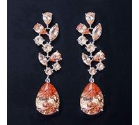 GGYTMQL Colore Bianco Rosso Scuro Blu da 5,7 cm Goccia d'Acqua Lunga Zirconia cubica Orecchini da Sposa per Le spose