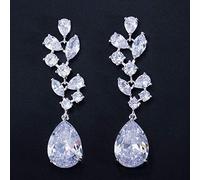 GGYTMQL Colore Bianco Rosso Scuro Blu da 5,7 cm Goccia d'Acqua Lunga Zirconia cubica Orecchini da Sposa per Le spose