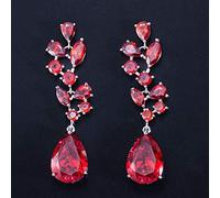 GGYTMQL Colore Bianco Rosso Scuro Blu da 5,7 cm Goccia d'Acqua Lunga Zirconia cubica Orecchini da Sposa per Le spose
