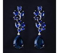 GGYTMQL Colore Bianco Rosso Scuro Blu da 5,7 cm Goccia d'Acqua Lunga Zirconia cubica Orecchini da Sposa per Le spose