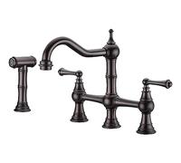 GGYTMQL Colpo da cucina a ponte da 8 pollici con spruzzatore laterale in ottone 2 gesti 4 buche antichi e antico classico mazzo di lavandino mount lavello da cucina rubinetto