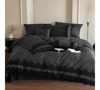 GGYTMQL Coperchio del Piumino Doppio per Letto Completo con Lenzuolo - Set da Letto a 4 Pezzi e 2 federe Cotone di Base Lungo per la Cura della Pelle B -1,5 m