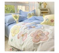 GGYTMQL Copertura del Piumino Ricamato a Floreale, Modello Floreale colorato di Cotone, Set da Letto a 4 Pezzi, Comodo e Traspirante per Tutte Le Stagioni, Tessuto per la casa per Camera da Letto