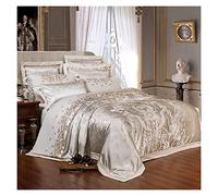 GGYTMQL Copertura Trapunta da Letto Silk Satin Jacquard Copripiumino Set di Biancheria da Letto Regina King Size da Letto King Size Set da Letto/Foglio Aderente (Una Regina 4pc) (Un re 6pc)