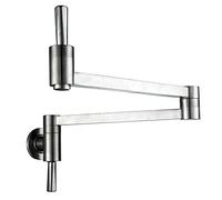 GGYTMQL Cucina montata a parete in ottone singolo pieghetta fredda a pieghe a ripieno doppio lavello da cucina telescopico con doppio swing artico, nero (spazzolato)