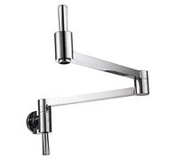 GGYTMQL Cucina montata a parete in ottone singolo pieghetta fredda a pieghe a ripieno doppio lavello da cucina telescopico con doppio swing artico, nero (spazzolato)