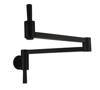 GGYTMQL Cucina montata a parete in ottone singolo pieghetta fredda a pieghe a ripieno doppio lavello da cucina telescopico con doppio swing artico, nero (spazzolato)