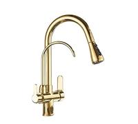 GGYTMQL Cucina per lavello per acqua pura, rubinetto filtro girevole a 360 gradi, rubinetto del miscelatore a trazione di beccuccio (nero e cromo)
