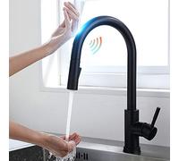 GGYTMQL Cucina Smart Touch Faucets, Sensore Cucina Acqua Miscelatore Sinisher Ruota TOCCATO Miscelatore d'Acqua Sensore, Nero (Nickel Spazzolato)