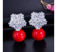 GGYTMQL Design dei Fiori di Neve Donne Grandi Orecchini di Perle Bianchi con Regalo di Natale cubico
