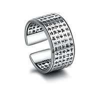 GGYTMQL Donne Anello Regolabile, creatività retrò tibetana del Cuore Sutra novità Che apriva Anello per Le Dita per Il Matrimonio Gioielli per la Festa di Compleanno di Valenmetale