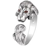 GGYTMQL Donne Anello regolabile, S925 Dog Artificiale Zircone rosso Zircone Anello di dito aperto per gioielli per feste di compleanno di nozze