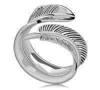 GGYTMQL Donne Anello regolabile, S925 Feather Personality Novelty Open Finger Ring per gioielli per feste di compleanno di nozze