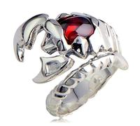 GGYTMQL Donne Anello regolabile, S925 Inlay vintage Garnet Scorpio Novità Anello di dito aperto per gioielli per feste di compleanno per matrimoni