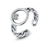 GGYTMQL Elegante anello regolabile per donne- S925 Disco vintage Open dita dell'anello, con anello articolare impilabile con zirconia 3A, regali del festival a buon mercato e G