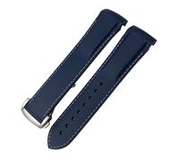 GGYTMQL Fascia d'oro Silicone in Gomma 19mm 20mm 21mm 22mm per idroconches conquista VHP Waterproof Sport Orologio Cinghia/Bianco blu/22mm