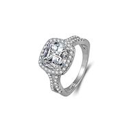 GGYTMQL Fashion Square femminile Zircon Zircone Promise Rings Cuscino Custa Cubic Zirconia Halo Engagement Eternity 925 Silver Ring Simulation Diamond Ring per donne e ragazze