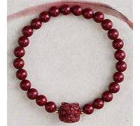 GGYTMQL Feng Shui Amulet Bracciale Prosperità Naturale Cinnabar Purple Cinnabar con Mascotte Reiki Chakra Meditazione Attira il fortunato Braggangllo di trasferimento ricco, Purple, 6 mm Cinnabar
