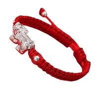 GGYTMQL Feng Shui Amulet Red String Pixiu/Piyao Bracciale di ricchezza Lucky Charms Bracciale in argento Sterling Reiki Healing Crystal Chakra Bracciale Talisman per prosperità Moneta Buona fortuna